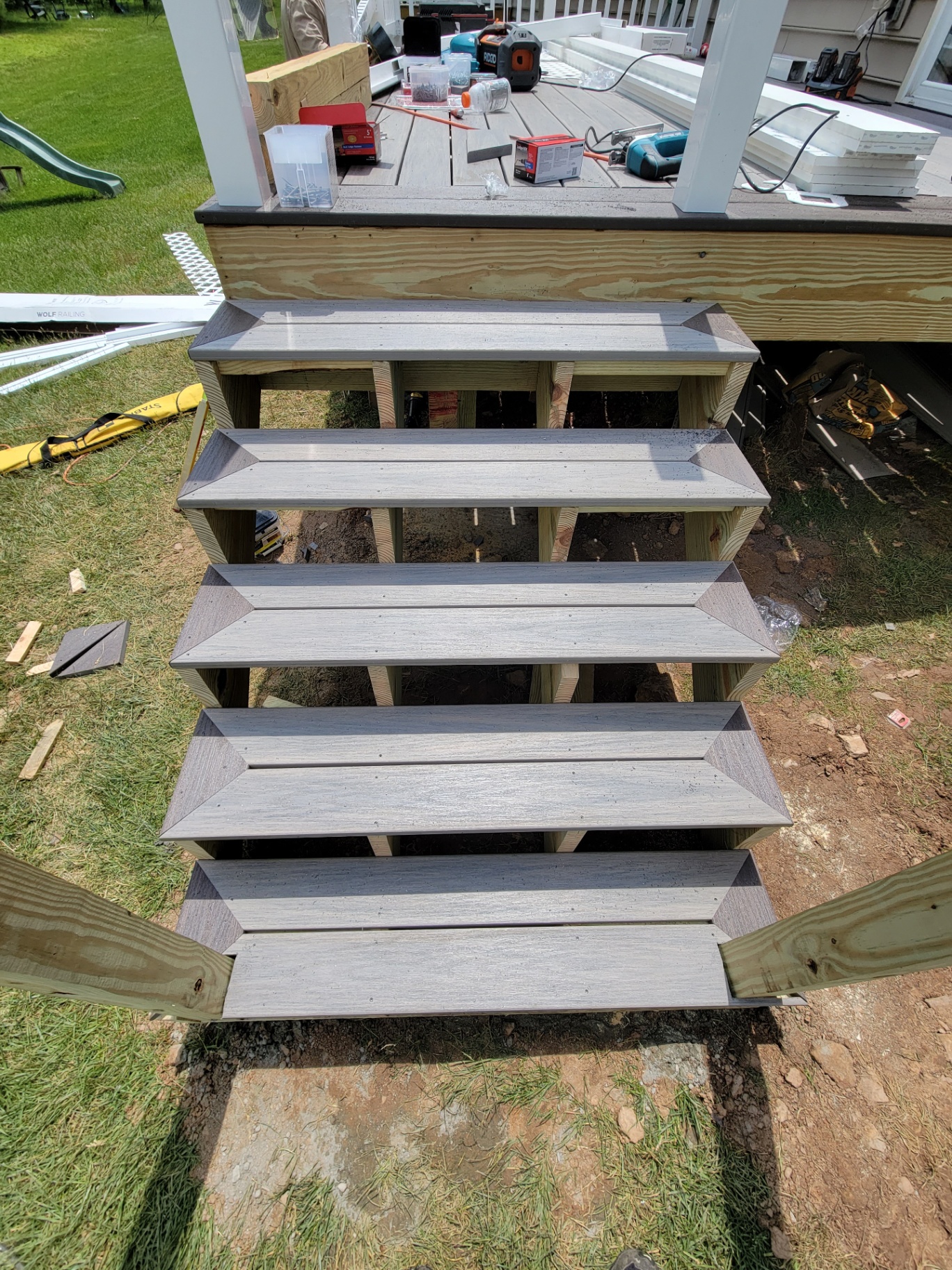 Mitered composite stair treads — detail work