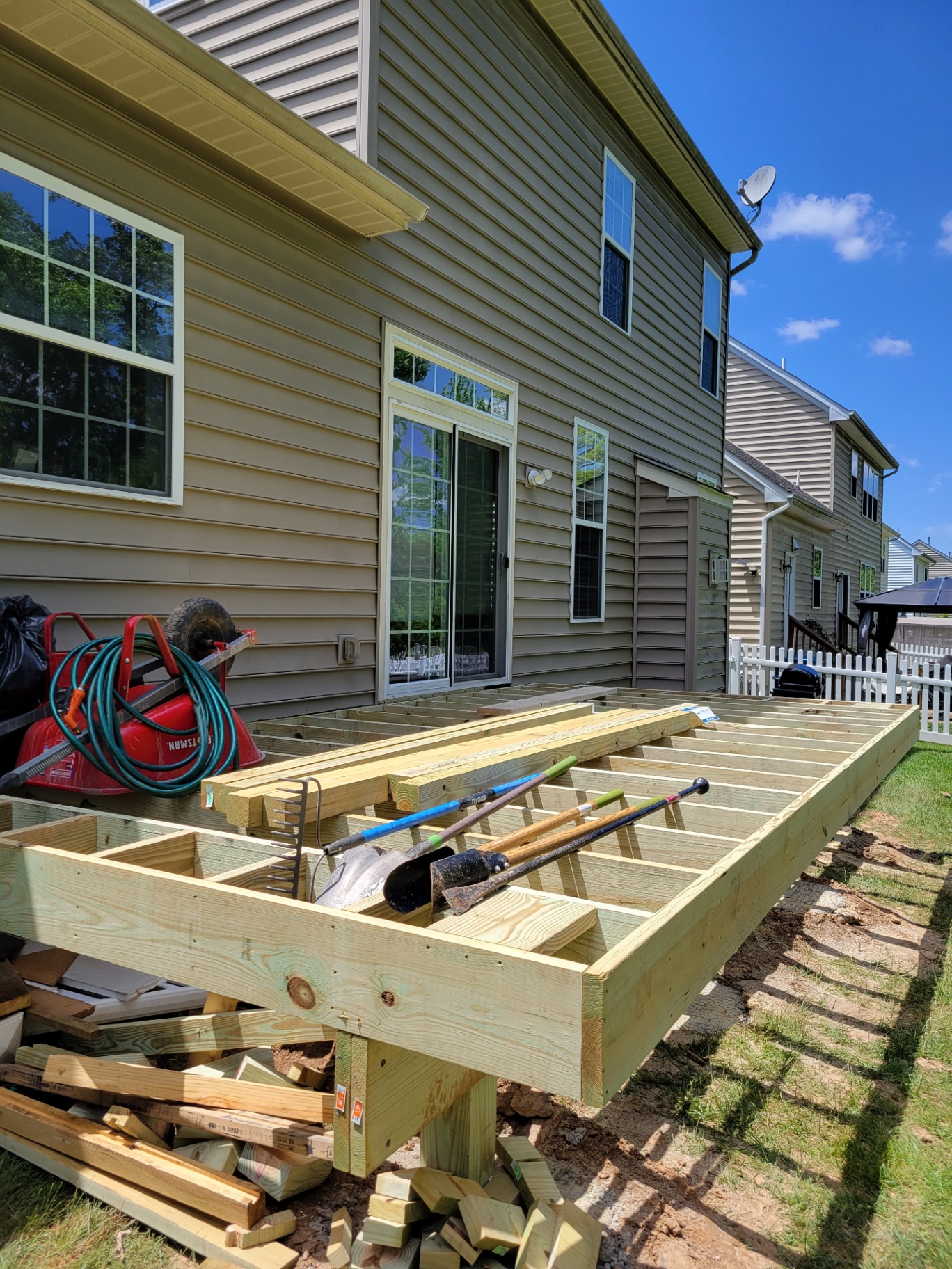 New deck framing — pressure-treated joists