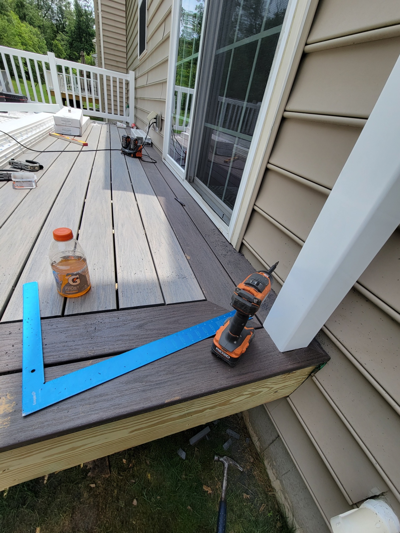 Composite deck installation in progress